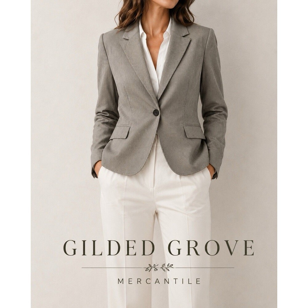 Grace Elements Womens Charcoal Black Single-Breasted Blazer Size 12